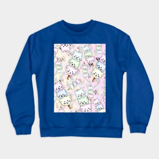 cute cat dango pattern on pink and cream Crewneck Sweatshirt